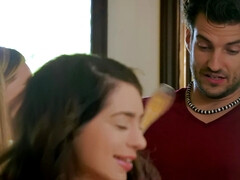 デカパイ, フェラチオ, 女 人男 人, 彼女, キッチン, 淫乱熟女, ピアス, 妻