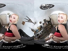 Blondine, Blasen, Dildo, Hundestellung, Hd, Natürlichen titten, Realität, Strümpfe