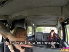 車, レズビアン, なめる, アウトドア, オマンコ, 赤毛, ラフ, スパンキング