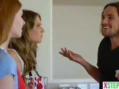 Teen stepsister Jane Rogers accidently fell on bros cock with friend present