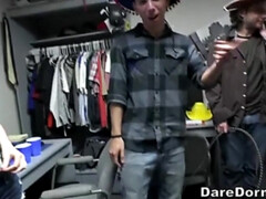 黒人, ブロンド, 茶髪の, 大学生, なめる, パーティ, 小柄, オマンコ