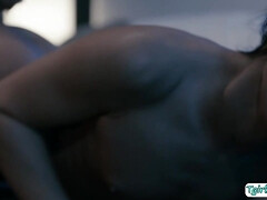 アナル, お尻, デカチン, 黒人, フェラチオ, 茶髪の, コンドーム, オッパイの