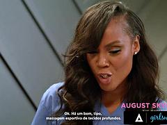 GIRLSWAY - Masseuse August Skye FINGERS Sarah Arabic To Hit Her Secret Spot - PORTUGUESE SUBTITLES: Porn