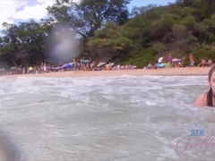 Strand, Bikini, Braunhaarige, Freundin, Im freien, Pov, Muschi, Dürr