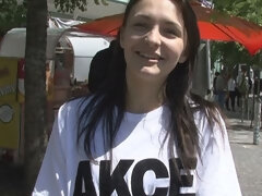 An astonishing brunette with massive melons nicely fucked from behind