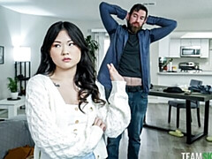 18, アジア人, フェラチオ, 茶髪の, バック, 自然山雀, ティーン, オッパイの