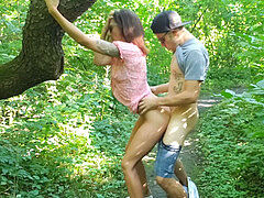 Lost in the woods, forest fuck, real public sex