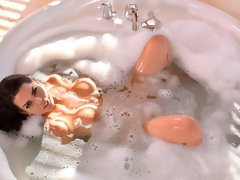 浴室, 口内発射, イく瞬間, なめる, オナニー, 淫乱熟女, パイ刷り, 濡れ