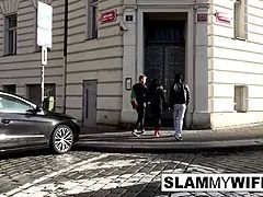 In den arsch, Blasen, Braunhaarige, Gehörnter ehemann, Spermaladung, Hd, Interrassisch, Schreiend