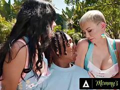 MOMMYS BOY - Angry MILFs Caught Stud Eating Their Contest Pies  Now Want Payback! REVERSE GANGBANG
