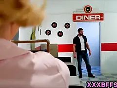 Blondine, Blasen, Hundestellung, Hd, Absätze, Uniform