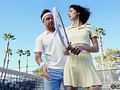 Watch Shrooms Q's Tennis Slut Masturbate & Get Her Cunt Pounded!