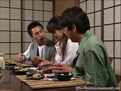 アジア人, 美女, 茶髪の, 中出し, ハードコア, ティーン, 三人, オッパイの