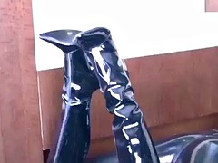 Zwart, Bruinharig, Zwart, Fetisj, Latex, Gezichtspunt