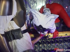 黒人, ブロンド, フェラチオ, バック, 手コキする, ラティーナ, なめる, オマンコ