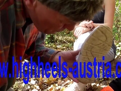 Old Slave Have To Lick Sneakers Of German Proll Doms