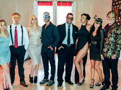 Blond, Pijpbeurt, Bruinharig, Groep, Handbeurt, Masker, Orgie, Rijden