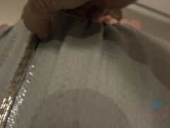 素人, 浴室, ブロンド, フェラチオ, 顔射, 足コキ, ラフ, ストッキング