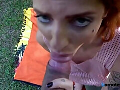 Perfect outdoor dick-riding session with a flexible girlfriend