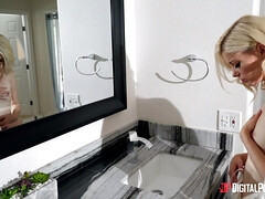 Salle de bains, Chambre à dormir, Gros seins, Blonde, Léchez, Douche, Tatouage, Épouse