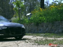 69, アメリカ人, 車, カップル, チン, 指いじり, なめる, 現実