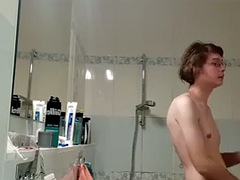 Amateur, Europeo, Divertido, Gay, Realidad, Ducha, Flaco, Solo