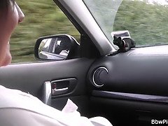 Busty brunette is picked up and fucked