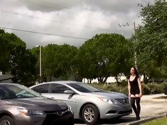 デカパイ, フェラチオ, 茶髪の, 車, バック, Hd, ストッキング, タトゥー
