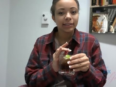 Cul, Noire, Brunette brune, Grossier, Robe, Noir ébène, Chatte, Fumer