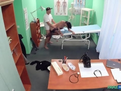 Leie, Blasen, Arzt, Hundestellung, Lecken, Krankenschwester, Büro, Muschi