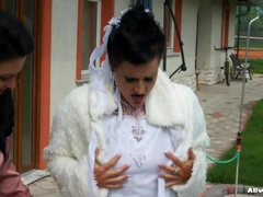 Novia, Desnudo, Al aire libre, Boda, Mojado