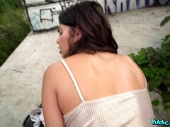 Elena Spano gets fucked standing outdoors