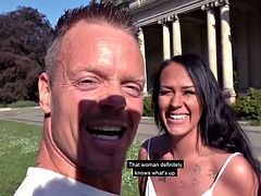 Public inked German MILF POV fucked outdoor on sex date