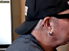 Greedy gloryhole sucker blows in homemade closeup
