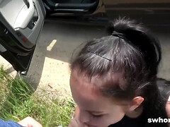 Gargling Man Meat For The Very First Time As A Street Slut