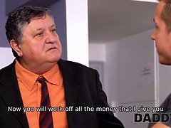 18, ブロンド, フェラチオ, なめる, お金, オマンコ, ティーン, オッパイの