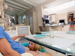 Blonde Stepmom Bangs Daughter's Boyfriend with Brunette Friend