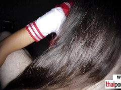 素人, アジア人, フェラチオ, 茶髪の, ハードコア, 小柄, ティーン, ユニフォーム