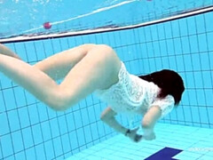 茶髪の, 女, フェティッシュ, Hd, プール, 一人, ティーン, 水中