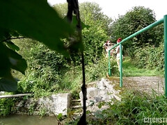 POV Reality Sex for Cash - Secret Nude Beach In Prague - Sabien demonia fucks for money in Threesome