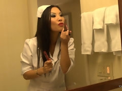 Asiatisch, Schwarz, Braunhaarige, Hundestellung, Handjob, Interrassisch, Milf, Krankenschwester