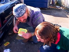 アナル, お尻, デカ尻, デカパイ, ブロンド, 顔射, 三人, ヴィンテージ