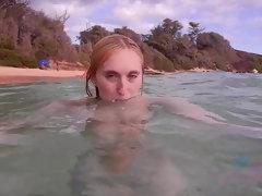 Plage, Blonde, Sucer une bite, Poilue, De plein air, Pov, Public, Voyeur