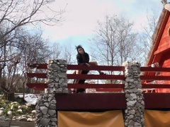 This hot babe does her mature lover in the sun