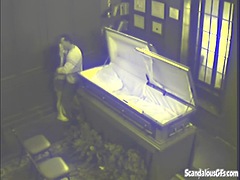 Couple hardcore fuck coffin on cam