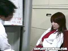 Enthousiasteling, Aziatisch, Pijpbeurt, Sperma in gezicht, Spion, Tiener, Bekijker