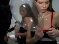 美女, 気狂い, エロティック, グループ, オージー, パーティ, 公共, オッパイの