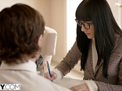 アナル, お尻, 茶髪の, バック, 眼鏡, 手コキする, キス, ティーン