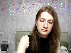 18, 美女, 茶髪の, 自家製, 一人, ティーン, オッパイの, ウェブカメラ