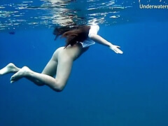 デカパイ, ビキニ, エロティック, アウトドア, 公共, 一人, オッパイの, 水中